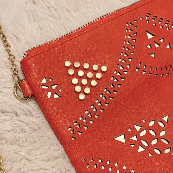 Red and gold studded purse with chain strap - Picture 2 of 5